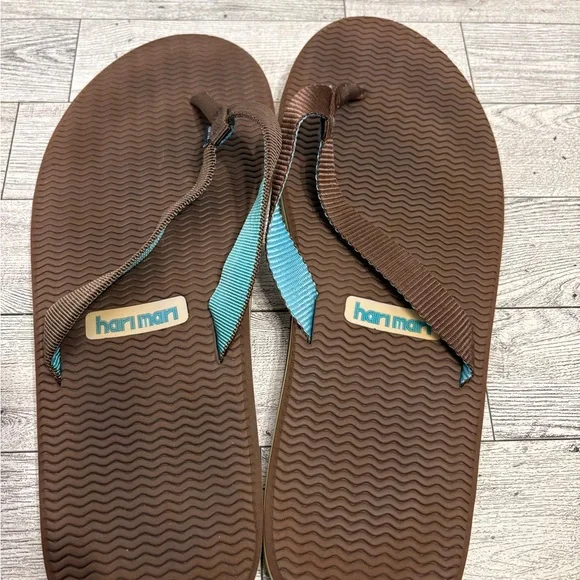 Brown and Teal Flip Flops - Picture 2 of 3